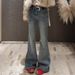 Plus Size Vintage Flare Jeans For Women – Stretchy High-Waisted Rhinestone Embellished Bootcut Denim Pants (Blue, S-3XL)_ecoleips.com