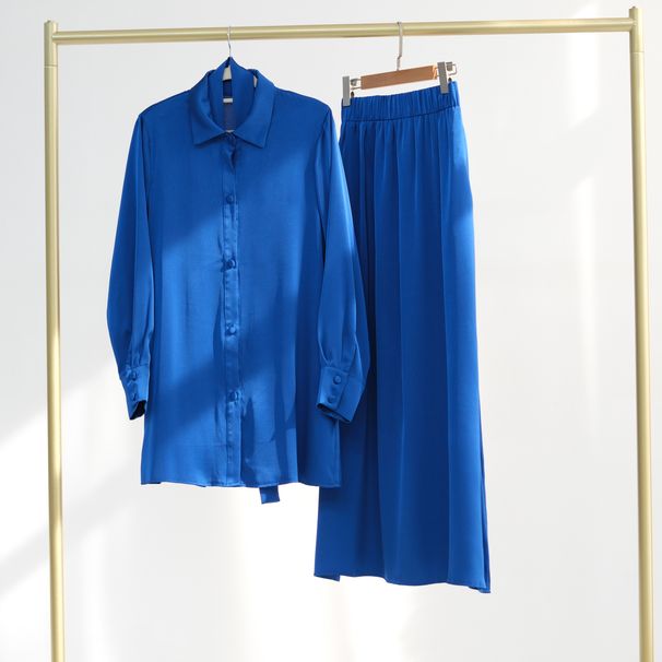 Muslim New Solid Color Small Fresh Lace Top+skirt Set_ecoleips.com