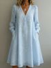 European And American Women's Retro Elegant V Neck Floral Embroidery Long Sleeved Dress 2026_ecoleips.com
