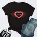 European And American Cross-border Foreign Trade Women's Clothing, Heart-shaped Floral Print Round-neck Short-sleeve_ecoleips.com