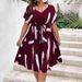 Women's plus Size V Neck Short Sleeve Printed Dress Waist Cinching Summer Style European American New 2026_ecoleips.com