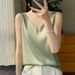 Silk Satin Double-strap Women's Tank Top, 2026 Spring-summer New Slim-fit V-neck Short Elegant Inner Top T-shirt_ecoleips.com