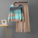 Women's Clothing Round Neck Jacquard Contrast Color Sweater For Women New Loose Slim Casual Versatile Knitted Sweater Fashionable Temperament Top_ecoleips.com