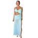 Women's Solid Color High-Waisted Long Dress With Hollowed Out Front And Split Back, Slim Fit, 8111_ecoleips.com