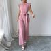 Diyun European And American Elegant Short-Sleeve T-Shirt Casual Long Pants Jumpsuit Women's Clothing 2025 Autumn/Winter_ecoleips.com