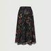 Women's Clothing Retro Dark Butterfly Floral Print Mesh Midi Skirt High Waisted A-Line Slimming Mori Style Women's Bottoms_ecoleips.com