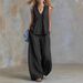 2026 Summer New Casual Fashion Style Solid Color Sleeveless V-neck Set_ecoleips.com