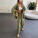 Women's Clothing New Cotton And Linen Suit Cardigan Long Sleeved Top Pocket Wide Leg Trousers Two Piece Set_ecoleips.com
