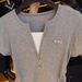 Women's Clothing Gray Slim Fit Splicing Two Piece V Neck Short Sleeved T Shirt Women's Zipper Waist Top_ecoleips.com