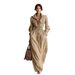 In-stock Cross-border European And American Zip-up Collar Elastic Waist Long Dress, Vacation Style Women's Clothing_ecoleips.com