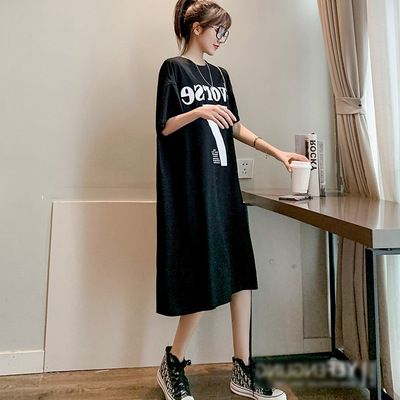 Summer plus Size Backless Maxi T-Shirt Dress for Women Comfortable Oversized Maternity-Friendly Loose Fit Clothing_ecoleips.com