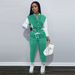 Women's Patchwork Jacket Baseball Suit Sportswear Two-Piece Set Single Breasted Trendy Clothing_ecoleips.com