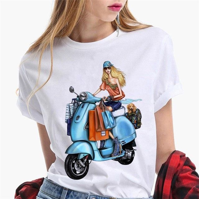 Paris Girl Europe And America Fashion Loose Ins White Short-sleeved T-shirt Woman Graphic T Shirts Harajuku Women Clothes_ecoleips.com