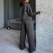 Women's Solid Color European American Style Casual Sportswear Set Top Jacket & Straight Leg Pants Two-Piece Outfit for Summer_ecoleips.com