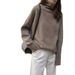 Aria Basics Aria Basics Women's Turtleneck 2025 Autumn Winter New Style, Loose Soft, Knitted Base Layer, European And American Style Sweater_ecoleips.com