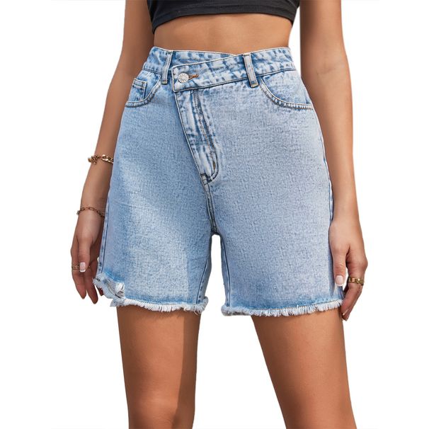 Women's Clothing Casual Denim Shorts Simple High Waist Loose Shorts_ecoleips.com