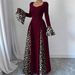 Dress: Leopard Print Color-Blocked Flared Sleeve Dress For Autumn/Winter_ecoleips.com