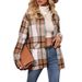 2024 Autumn European And American Women's Long-Sleeve Turn-Down Collar Loose Plaid Woolen Shirt Jacket_ecoleips.com