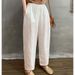 Suitable For All Seasons Solid Color Linen Casual For Women 2025 Summer New Elastic Waist Loose Harem Simple Women's Cropped Pants_ecoleips.com