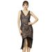 Women’s Clothing masquerade V neck high end dress Gatsby party gathering sequin tassel dress_ecoleips.com