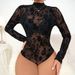 K New Spicy Girl Mesh Tight Seductive Jumpsuit With Hollow Transparent Sexy And Pure Desire Jumpsuit. No Necklaces Or Other Accessories_ecoleips.com
