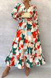 2024 Bohemian Style European American New Spring And Autumn Deep V-neck Printed High-waisted Casual Long-sleeve Long_ecoleips.com