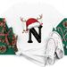 European And American Cross-border Foreign Trade Women's Clothing Christmas Letter Print Round Neck Short-sleeve T-shirt_ecoleips.com