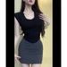 Layered Outfit Hot Girl Two-Piece Set Summer New Office High-End Elegant Dress For Women_ecoleips.com