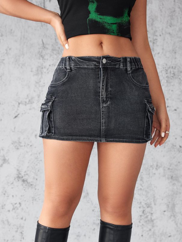 2024 Cross-Border European And American Summer New Denim Short Women, Vintage Stretch Tight-Fitting Workwear Pocket_ecoleips.com