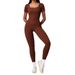 Women's Slim Fit Hip Lifting Jumpsuit Sexy Short Sleeve Fashionable Spring/Summer Romper_ecoleips.com