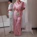 French Lace Hollow out Women's Outfit Blouse And Pants Set with Elegant Embroidery Detachable Button-Up Top And High-Waisted Trousers_ecoleips.com