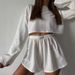 2025 Spring/Summer New Women's Set Fashionable Simple Style Slim Loose Fit Top Shorts_ecoleips.com
