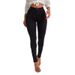 Women's Mid Waist Slim Fit Skinny Jeans Black Elastic Waist For Spring Autumn Fashion Europe America_ecoleips.com