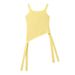 Dopamine Yellow Camisole For Women, Unique Design, Summer Hot Girl Pure Desire Style, Short Knitted T-Shirt Top_ecoleips.com