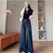 Retro Wide-Leg Jeans For Women, Spring And Autumn 2025 New Style, High-Waisted, Slimming, Loose, Straight-Leg, Draped,_ecoleips.com