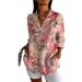 Women's Clothing Women's Casual Shirt Spring Collection Mid Sleeve Collared Creative Retro Floral Print Top For Women_ecoleips.com
