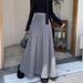 High-Waisted Knitted Midi Skirt Solid Color Minimalist Style Drawstring Casual Korean Mid-Length Pleated New Autumn Winter_ecoleips.com