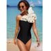 Women's Clothing 3D Hollow Butterfly Decoration One Shoulder One Piece Swimsuit_ecoleips.com