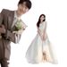 French Light 2026 New Simple Forest Style Super Fairy Floor-Length Outdoor White Engagement Wedding Dress_ecoleips.com