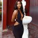 Women's Solid Color Pleated Pencil Skirt European American Style Street Style Low Cut Slim Halter Neck Long Dress_ecoleips.com
