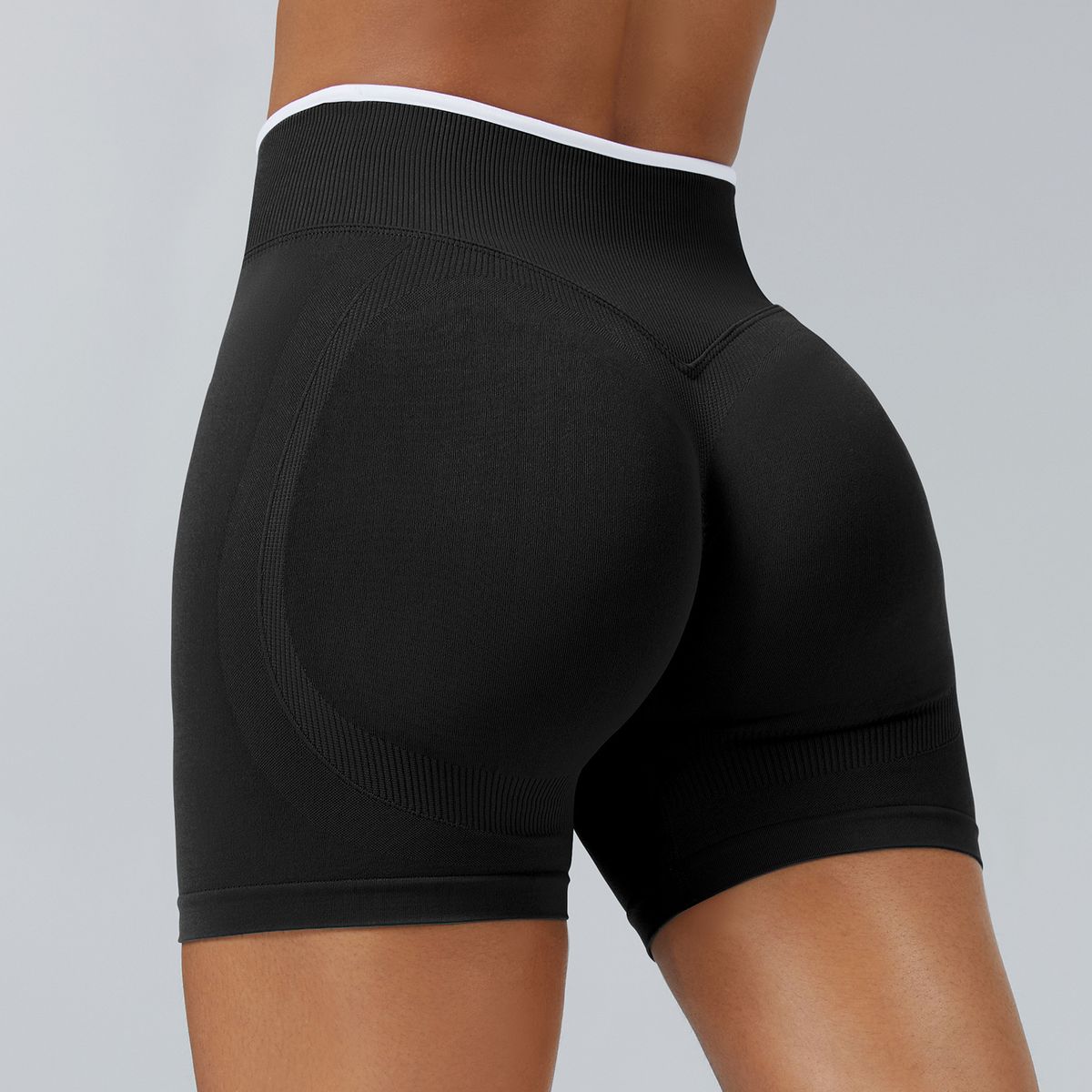 K Seamless Color Blocked Yoga Shorts, Tight Fitting Peach Hip Lifting Sports Shorts, Women's Outdoor Running And Fitness Pants_ecoleips.com