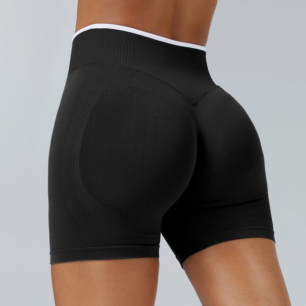 K Seamless Color Blocked Yoga Shorts, Tight Fitting Peach Hip Lifting Sports Shorts, Women's Outdoor Running And Fitness Pants_ecoleips.com