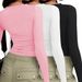 Voya Women's Solid Color Simple T-shirt, Versatile For Spring And Summer Commuting, Slim Fit Interior, Long Sleeved Top_ecoleips.com
