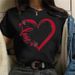 Women's Tops Wholesale, Heart-shaped Casual Letter Print Simple Fashion Women's T-shirts Wholesale_ecoleips.com