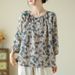 Women's Loose-Fitting Cotton Shirt With Sweet Artistic Print, Lightweight Ramie Fabric For Early Autumn_ecoleips.com