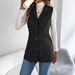 Women's Long Double-Breasted Corduroy Vest Coat With Pockets – Classic Fall/Winter Streetwear In Khaki, Burgundy & Brown_ecoleips.com