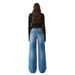 Women's Clothing High End Women's Loose Ripped Jeans Textured Pure Cotton Floor Length Straight Wide Leg Pants For Spring Autumn_ecoleips.com