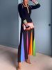 Freeacy Women's Spring And Autumn Stylish Printed Dress Long Sleeve Polo Neck Skinny Middle Length Dresses For Female Adult_ecoleips.com