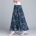 Womens Summer Autumn High Waist Skirts Elastic Waist Midi Full Long Skirt Print A-Line Mother Dance Swing Chiffon Skirt DURIKIES_ecoleips.com
