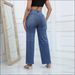 Women's Mid-waist Long Pants, New Style, Stretchy Ripped Loose Flared Jeans, Guangzhou Xintang Jeans_ecoleips.com